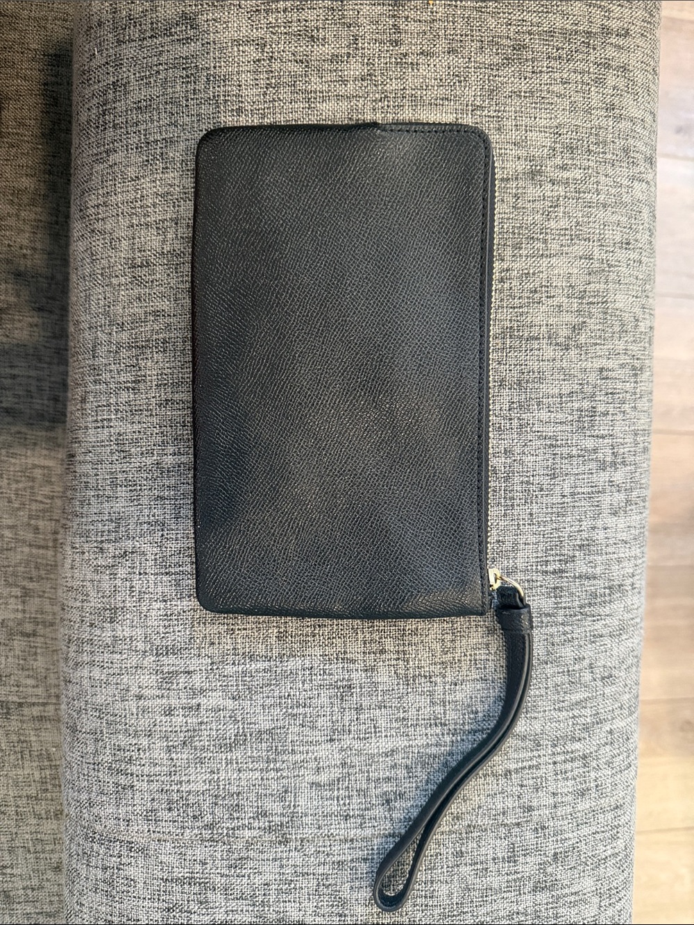 Coach Black Leather Wristlet with Gold Logo - Picture 2 of 3